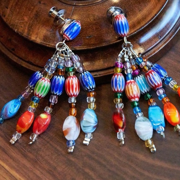 Sassy Jones Vibrant Multicolor Beaded Necklace and Earrings - Picture 2 of 2